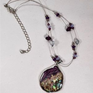 🌸2/$25 - Kenneth Cole KC Silver-tone Iridescent Abalone Pendant Necklace